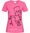 Женская футболка Барт со скейтом Ярко-розовый фото