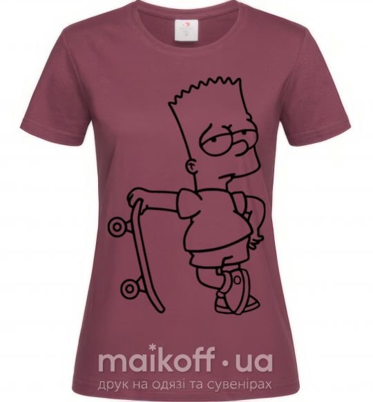 Жіноча футболка Барт со скейтом Бордовий фото