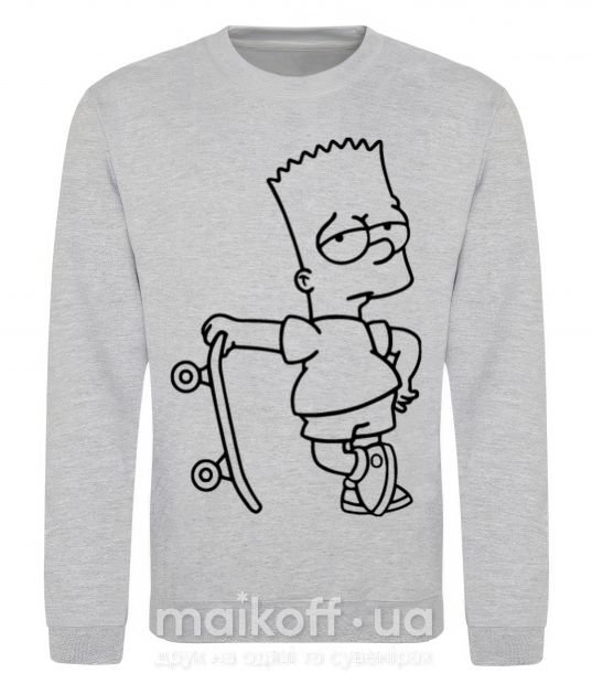 Свитшот Барт со скейтом Серый меланж фото