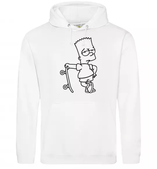 Мужская толстовка (худи) Барт зі скейтом Белый фото