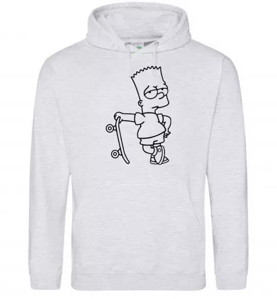 Мужская толстовка (худи) Барт зі скейтом Серый меланж фото