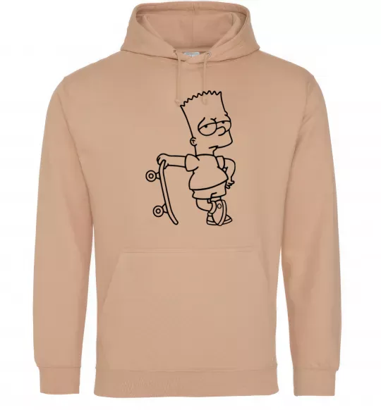 Мужская толстовка (худи) Барт зі скейтом Песочный фото
