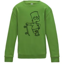 Детский Свитшот Барт зі скейтом Лаймовый фото
