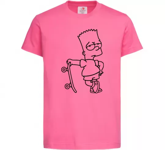 Дитяча футболка Барт зі скейтом Яскраво-рожевий фото