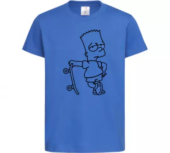 Дитяча футболка Барт зі скейтом Яскраво-синій фото