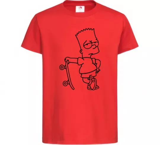 Дитяча футболка Барт зі скейтом Червоний фото