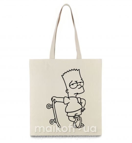 Еко-сумка Барт со скейтом Бежевий фото