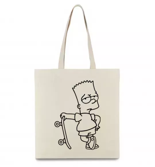 Эко-сумка Барт зі скейтом Бежевый фото