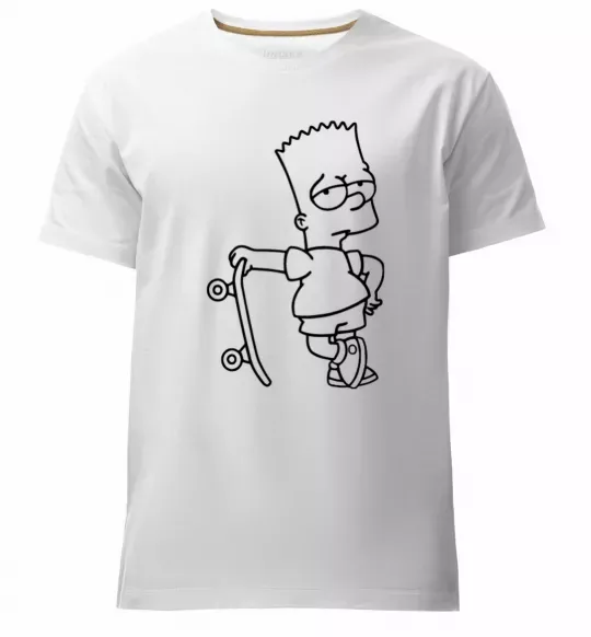 Мужская премиум футболка Барт зі скейтом Белый фото