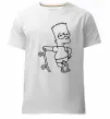 Мужская премиум футболка Барт зі скейтом Белый фото