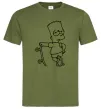 Мужская футболка Барт зі скейтом Оливковый Мужская футболка Барт зі скейтом Оливковый фото