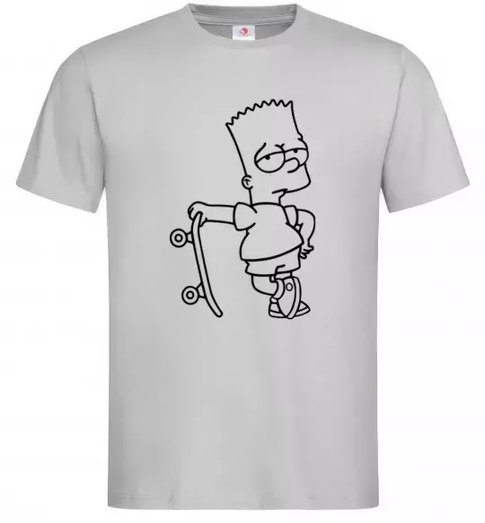 Мужская футболка Барт зі скейтом Серый фото