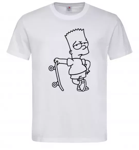 Мужская футболка Барт зі скейтом Белый фото