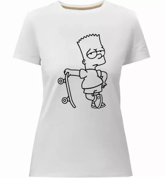 Жіноча преміум футболка Барт зі скейтом Білий фото