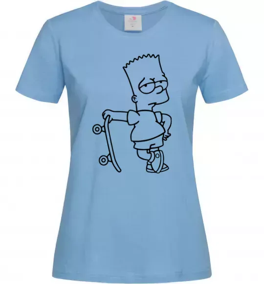 Женская футболка Барт зі скейтом Голубой фото