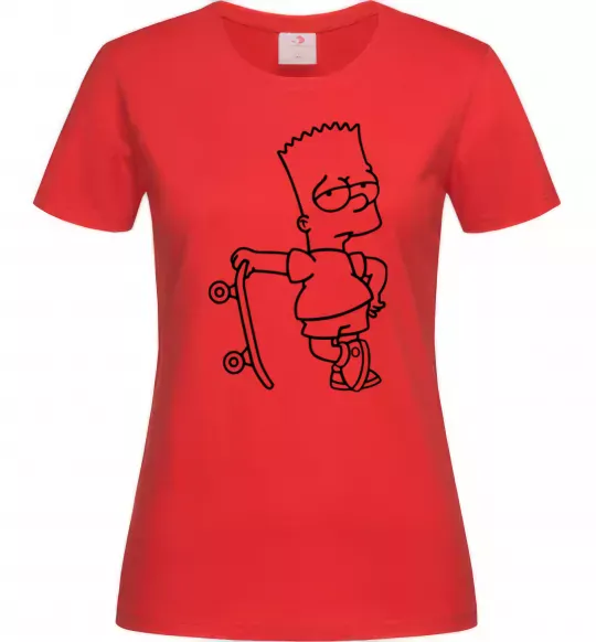 Женская футболка Барт зі скейтом Красный фото