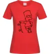 Женская футболка Барт зі скейтом Красный фото