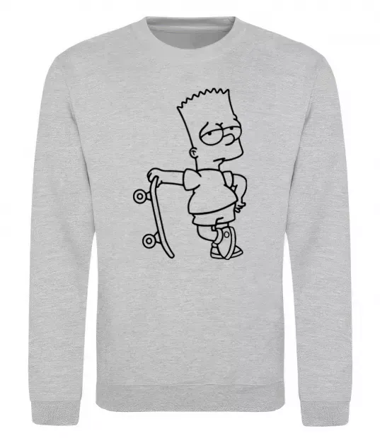 Світшот Барт зі скейтом Сірий меланж фото
