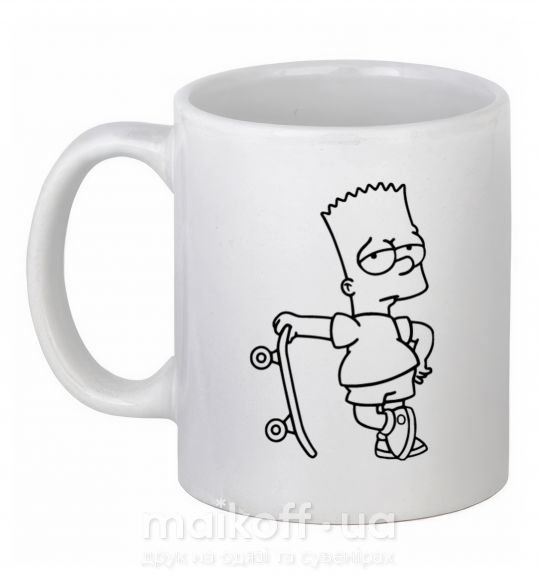 Чашка керамическая Барт со скейтом Белый фото