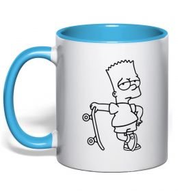 Чашка з кольоровою ручкою Барт зі скейтом Чашка з кольоровою ручкою Барт зі скейтом