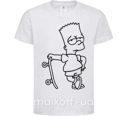 Дитяча футболка Барт со скейтом Білий фото