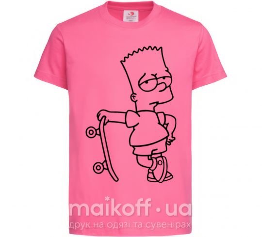 Дитяча футболка Барт со скейтом Яскраво-рожевий фото