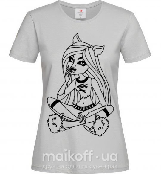 Жіноча футболка Монстр в тапочках Сірий фото