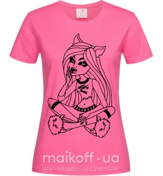 Жіноча футболка Монстр в тапочках Яскраво-рожевий фото