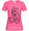 Жіноча футболка Монстр в тапочках Яскраво-рожевий фото