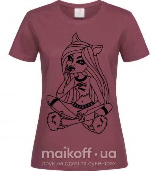 Женская футболка Монстр в тапочках Бордовый фото