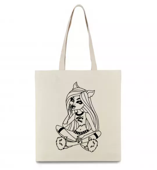 Эко-сумка Монстр в капцях Бежевый фото