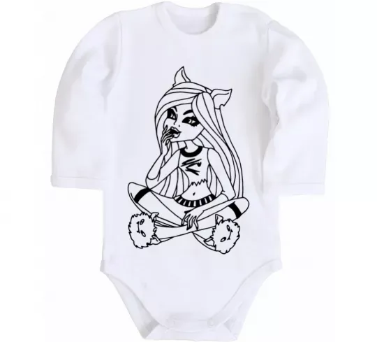 Детский боди Монстр в капцях Белый фото