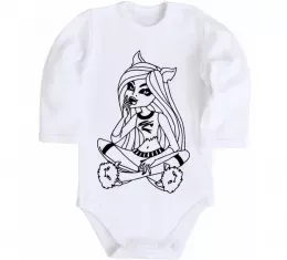 Детский боди Монстр в капцях Белый фото