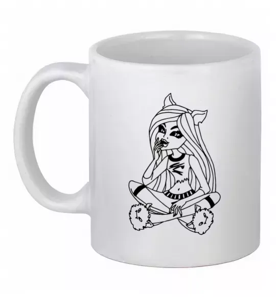 Чашка керамічна Монстр в капцях Білий фото