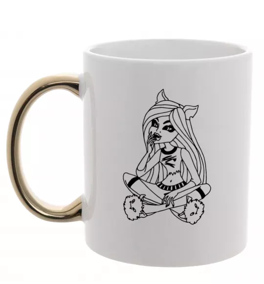 Чашка з кольоровою ручкою Монстр в капцях Золото фото