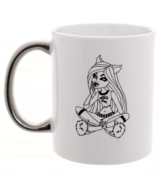 Чашка з кольоровою ручкою Монстр в капцях Срібло фото