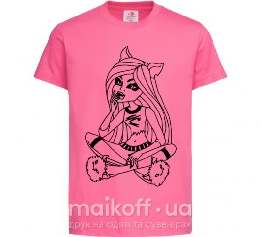 Детская футболка Монстр в тапочках Ярко-розовый фото