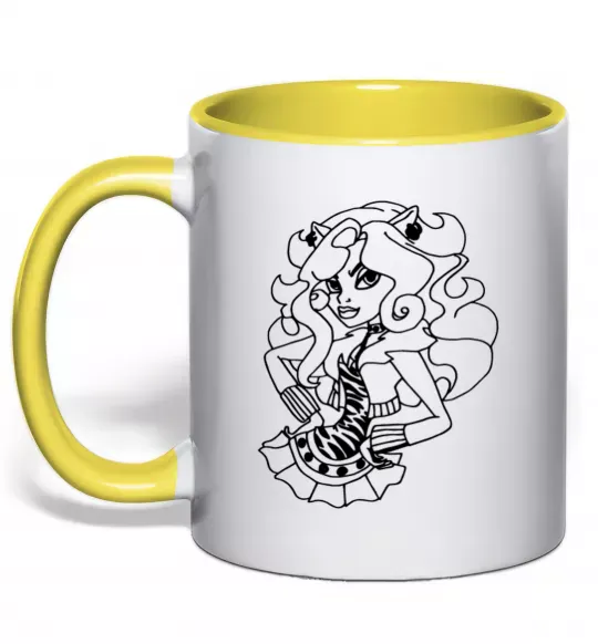 Чашка с цветной ручкой Торалей в спідниці Солнечно желтый фото