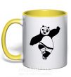 Чашка з кольоровою ручкою Кунг фу панда Сонячно жовтий фото