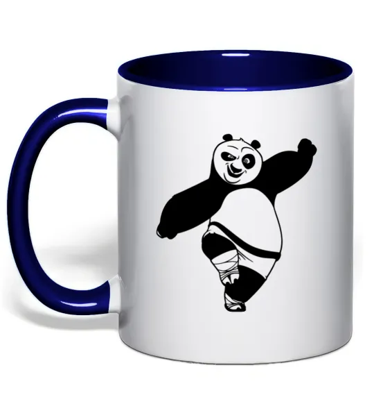 Чашка з кольоровою ручкою Кунг фу панда Глибокий темно-синій фото