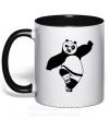 Чашка з кольоровою ручкою Кунг фу панда Чорний фото