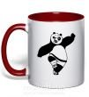 Чашка з кольоровою ручкою Кунг фу панда Червоний фото