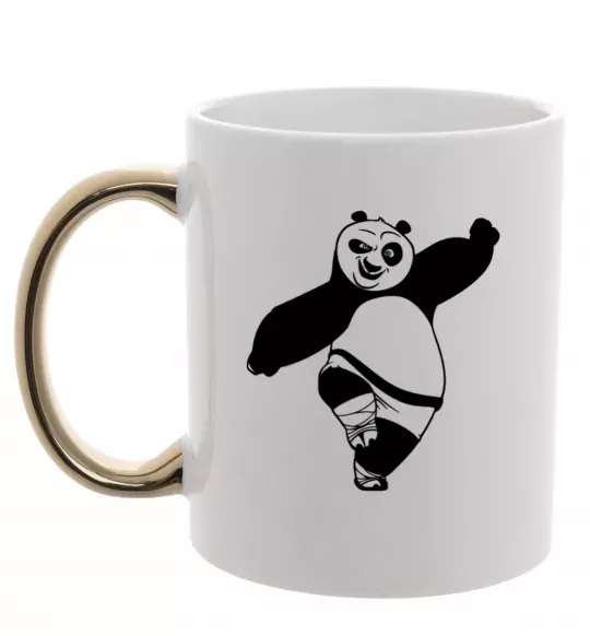 Чашка з кольоровою ручкою Кунг фу панда Золото фото