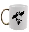 Чашка з кольоровою ручкою Кунг фу панда Золото фото