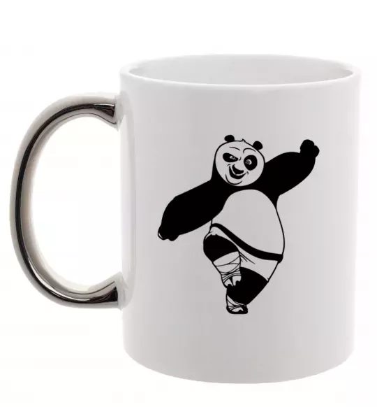 Чашка з кольоровою ручкою Кунг фу панда Срібло фото