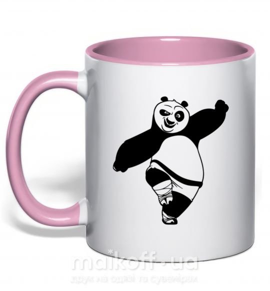 Чашка з кольоровою ручкою Кунг фу панда Ніжно рожевий фото