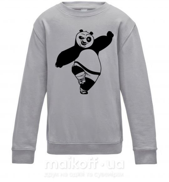 Детский Свитшот Кунг фу панда Серый меланж фото