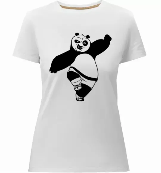 Женская премиум футболка Кунг фу панда Белый фото