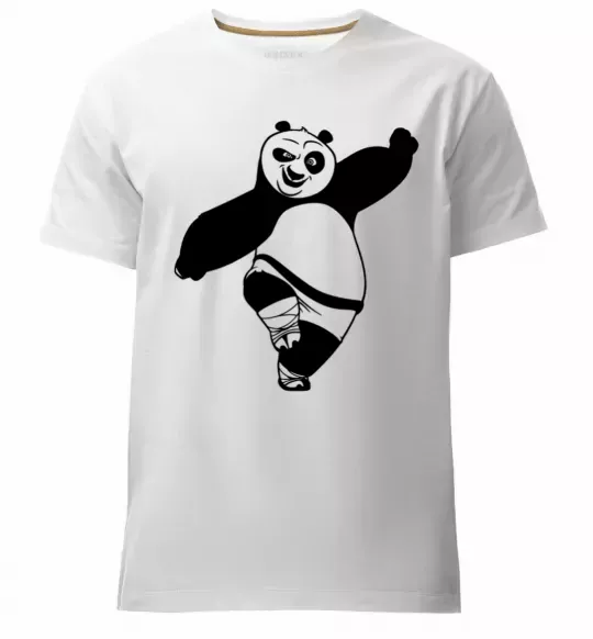 Мужская премиум футболка Кунг фу панда Белый фото