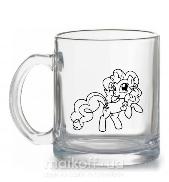 Чашка скляна Пинки Пай с бантом Прозорий фото